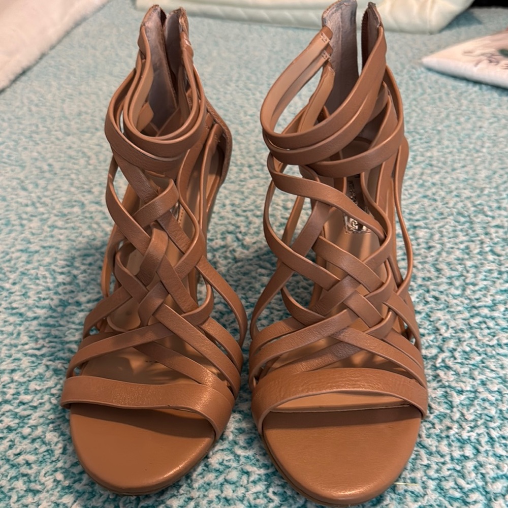 INC International Concepts Tan Strappy Heels - Picture 1 of 4